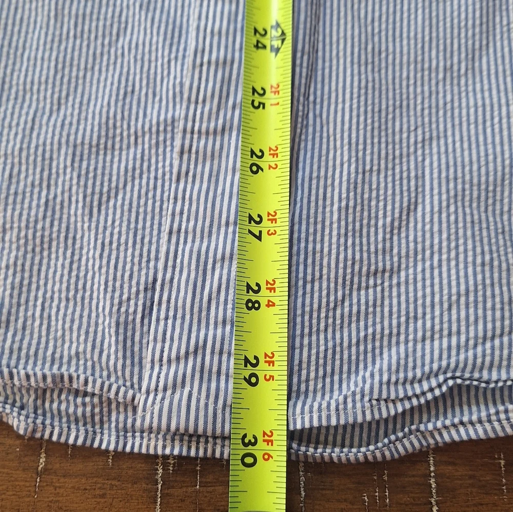 Polo Ralph Lauren Mens Blue White Striped Seersucker Short Sleeve Shirt Large - Picture 6 of 7
